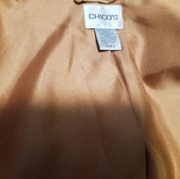 Chico’s Distressed Leather rivet jacket camel, beige  size 2 -L - Picture 4 of 4